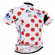 2015 Maillot Ciclismo Tour DE France Blanc et Rouge Manches Courtes et Cuissard